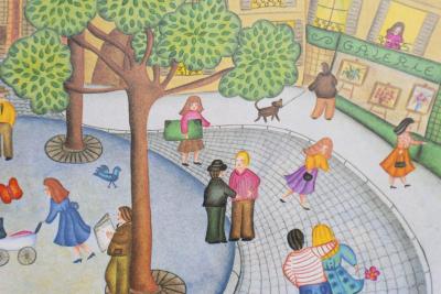 Valérie HERMANT - La fête du village - Lithographie signée et numérotée 2