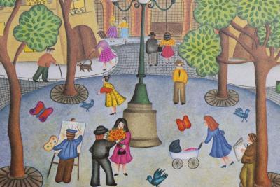 Valérie HERMANT - La fête du village - Lithographie signée et numérotée 2