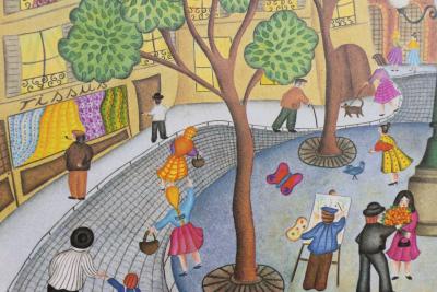 Valérie HERMANT - La fête du village - Lithographie signée et numérotée 2