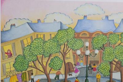 Valérie HERMANT - La fête du village - Lithographie signée et numérotée 2