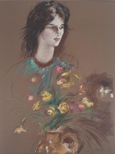 Jacques Pecnard - Jeune fille à la blouse verte, 1991 - Lithographie originale, signée et numérotée 2