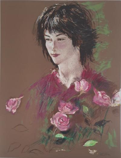 Jacques Pecnard - Jeune fille assoupie à la blouse rose, 1991 - Lithographie originale, signée et numérotée 2