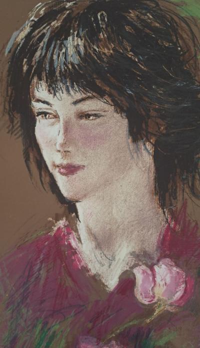 Jacques Pecnard - Jeune fille assoupie à la blouse rose, 1991 - Lithographie originale, signée et numérotée 2
