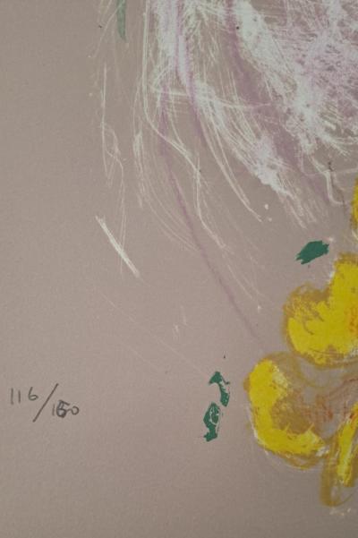 Jacques Pecnard - Jeune fille assoupie dans les fleurs, 1991 - Lithographie originale, signée et numérotée 2
