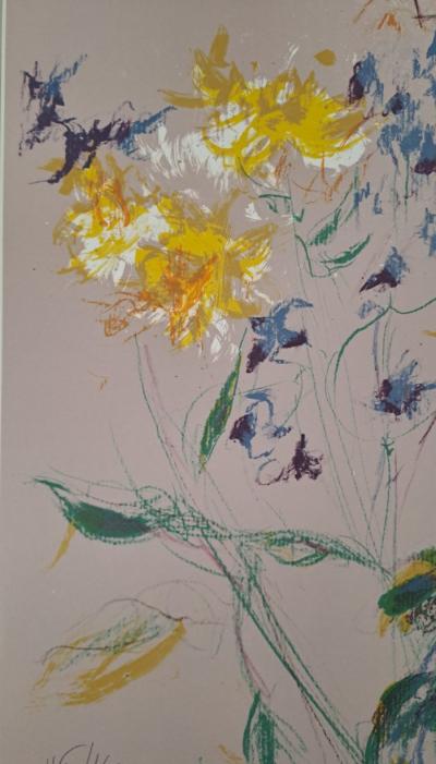 Jacques Pecnard - Jeune fille aux fleurs, 1991 - Lithographie originale, signée et numérotée 2