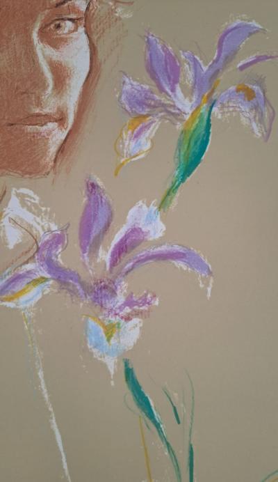 Jacques Pecnard - Sleeping Girl and Irises, 1991 - Original lithograph, signed and numbered 2