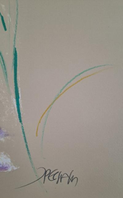Jacques Pecnard - Sleeping Girl and Irises, 1991 - Original lithograph, signed and numbered 2