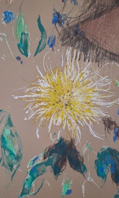 Jacques Pecnard - Jeune fille au bouquet jaune, 1991 - Lithographie originale, signée et numérotée 2