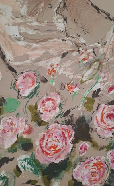 Jacques Pecnard - Jeune fille au milieu des roses, 1991 - Lithographie originale, signée et numérotée 2