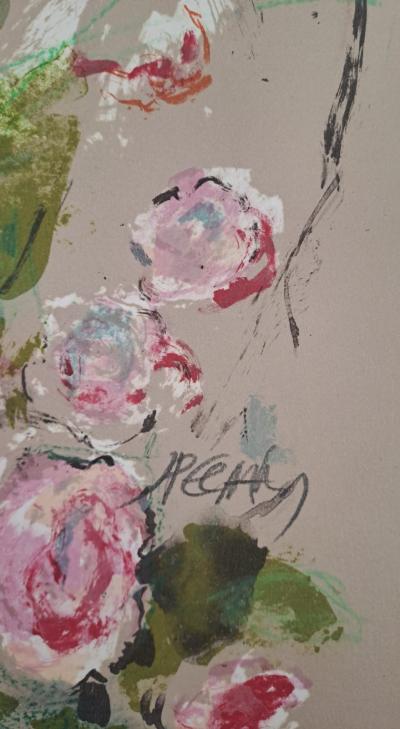 Jacques Pecnard - Jeune fille au milieu des roses, 1991 - Lithographie originale, signée et numérotée 2