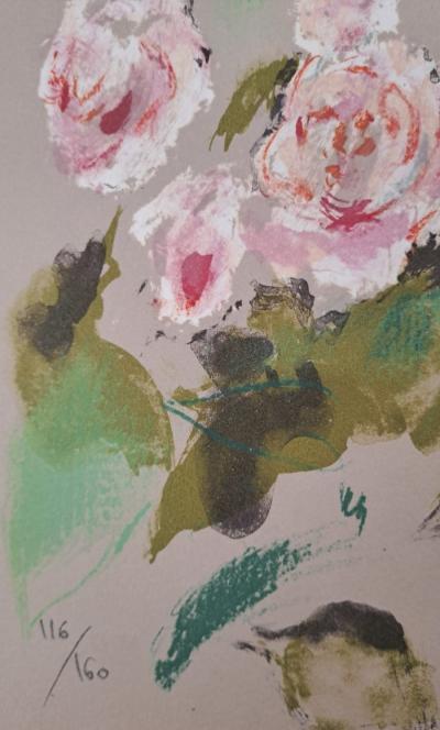 Jacques Pecnard - Jeune fille au milieu des roses, 1991 - Lithographie originale, signée et numérotée 2