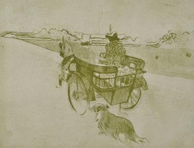 Henri de TOULOUSE-LAUTREC (d’après) : Le chien et l’attelage,1927, Lithographie signée 2