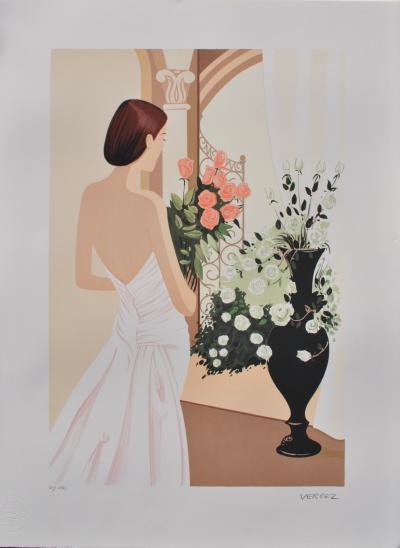 Serge VERGEZ : La mariée aux roses - Lithographie originale signée, 1982 2