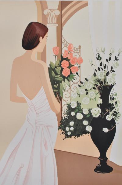 Serge VERGEZ : La mariée aux roses - Lithographie originale signée, 1982 2