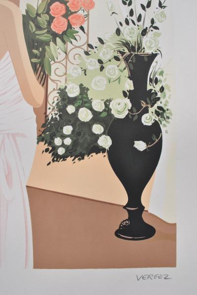 Serge VERGEZ : La mariée aux roses - Lithographie originale signée, 1982 2