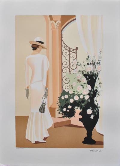 Serge VERGEZ : Elégante au sac à main - Lithographie originale signée, 1982 2