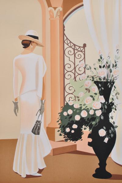 Serge VERGEZ : Elégante au sac à main - Lithographie originale signée, 1982 2