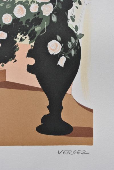 Serge VERGEZ : Elégante au sac à main - Lithographie originale signée, 1982 2