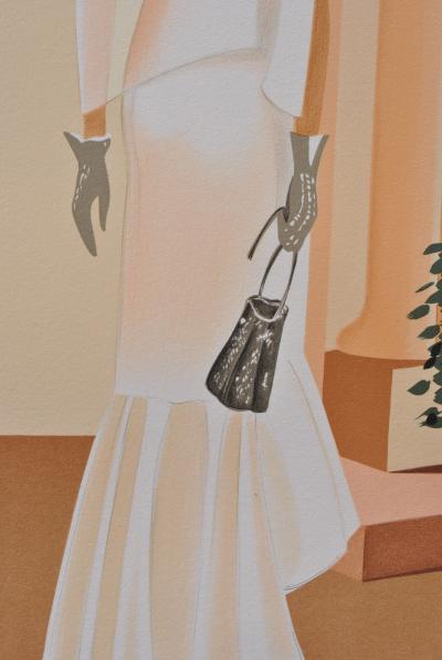 Serge VERGEZ : Elégante au sac à main - Lithographie originale signée, 1982 2