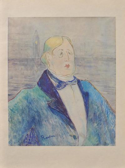 Henri de TOULOUSE-LAUTREC (d’après) : Portrait d’Oscar Wild,1927, Lithographie signée 2