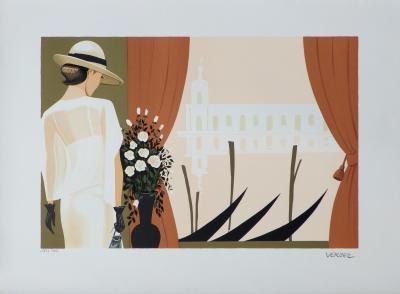 Serge VERGEZ : Elégante à Venise - Lithographie originale signée, 1982 2