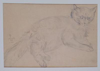 Léonard Foujita (d’après) - Chat couché - Impression d’art, signée 2