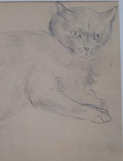 Léonard Foujita (d’après) - Chat couché - Impression d’art, signée 2