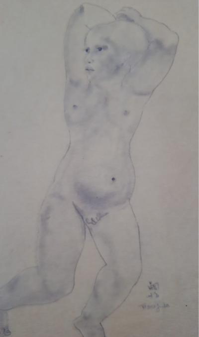 Léonard Foujita (d’après) - Enfant nu - Impression d’art, signée 2