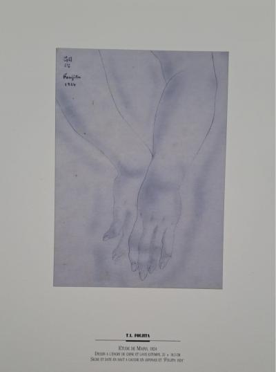 Léonard Foujita (d’après) - Etude de mains - Impression d’art, signée 2