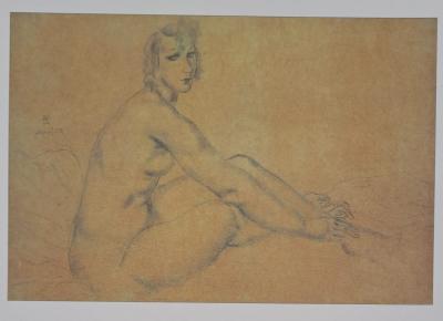 Léonard Foujita (d’après) - Nu assis - Impression d’art, signée 2