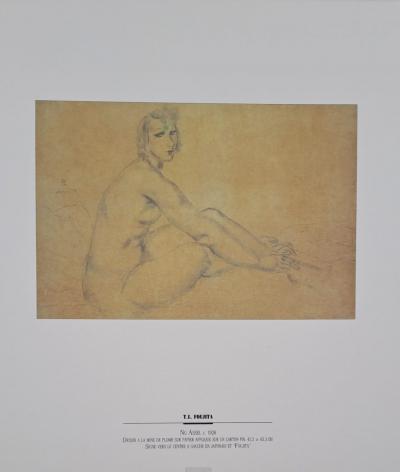 Léonard Foujita (d’après) - Nu assis - Impression d’art, signée 2
