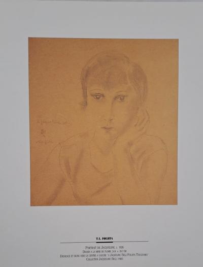 Léonard Foujita (after) - Portrait of Jacqueline - Art print, signed 2