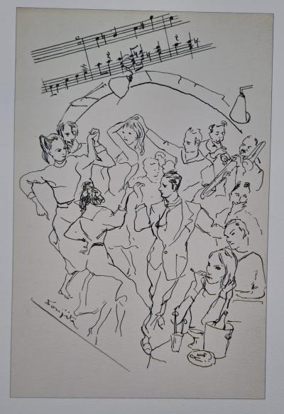 Léonard Foujita (d’après) - Soirée parisienne - Impression d’art, signée 2