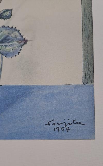 Léonard Foujita (d’après) - Trois roses dans le vase - Impression d’art, signée 2