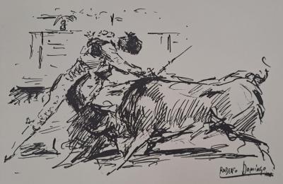 Roberto Domingo y Fallola - Villalta en una estocada hasta el puno - Gravure signée 2