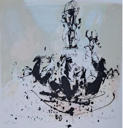 Jean-Paul Brusset - Fontaine de Carpeaux et les Jardins du Luxembourg - Lithographie originale signée et numérotée par l’artiste 2
