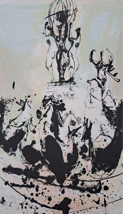 Jean-Paul Brusset - Fontaine de Carpeaux et les Jardins du Luxembourg - Lithographie originale signée et numérotée par l’artiste 2