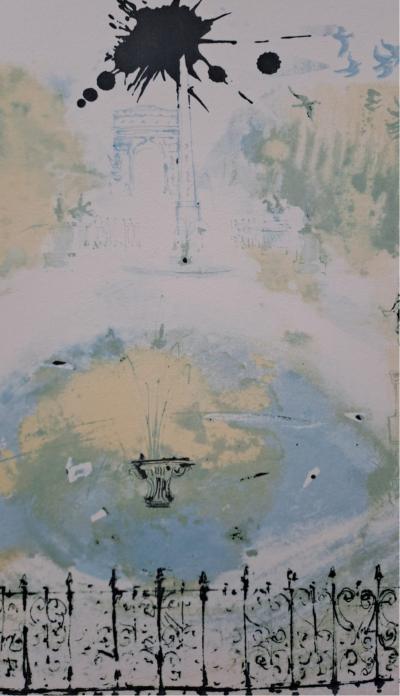 Jean-Paul Brusset - Tuileries Gardens, the Obelisk and the Arc de Triomphe - Original lithograph signed and numbered by the artist 2