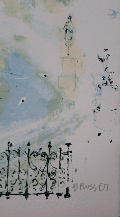 Jean-Paul Brusset - Tuileries Gardens, the Obelisk and the Arc de Triomphe - Original lithograph signed and numbered by the artist 2