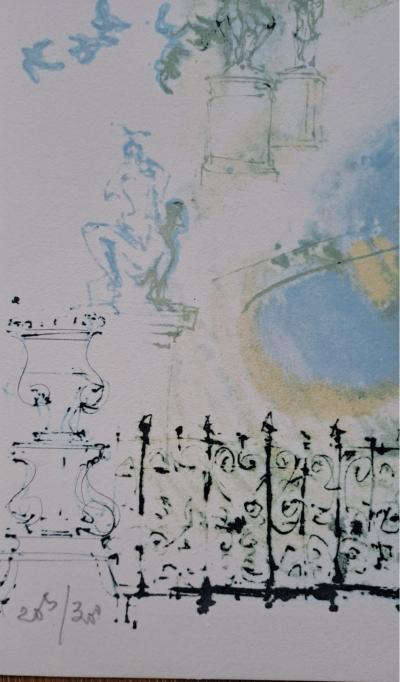 Jean-Paul Brusset - Tuileries Gardens, the Obelisk and the Arc de Triomphe - Original lithograph signed and numbered by the artist 2