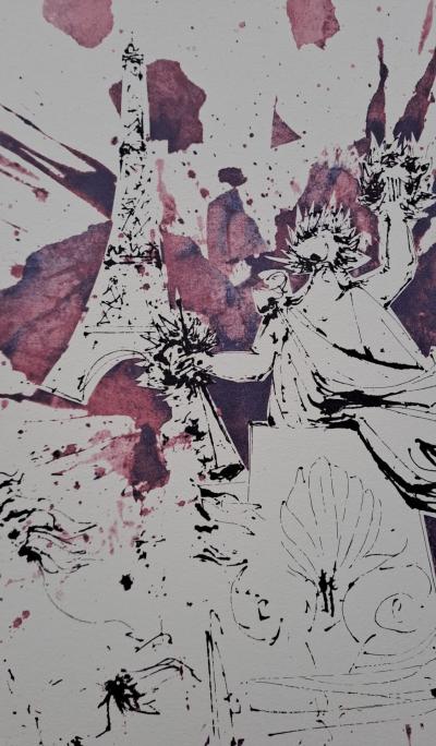 Jean-Paul Brusset - La Tour Eiffel et la Renommée du Grand Palais - Lithographie originale signée et numérotée par l’artiste 2