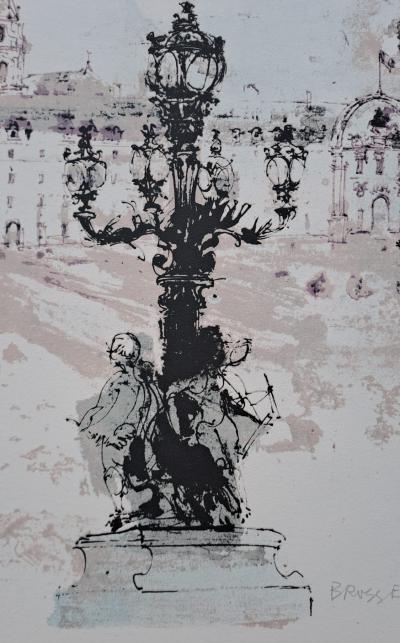 Jean-Paul Brusset - L’Hotel des Invalides, Pont Alexandre III - Lithographie originale signée et numérotée par l’artiste 2