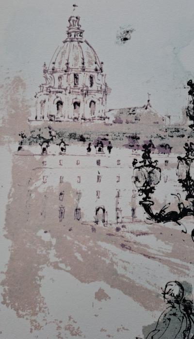 Jean-Paul Brusset - L’Hotel des Invalides, Pont Alexandre III - Lithographie originale signée et numérotée par l’artiste 2