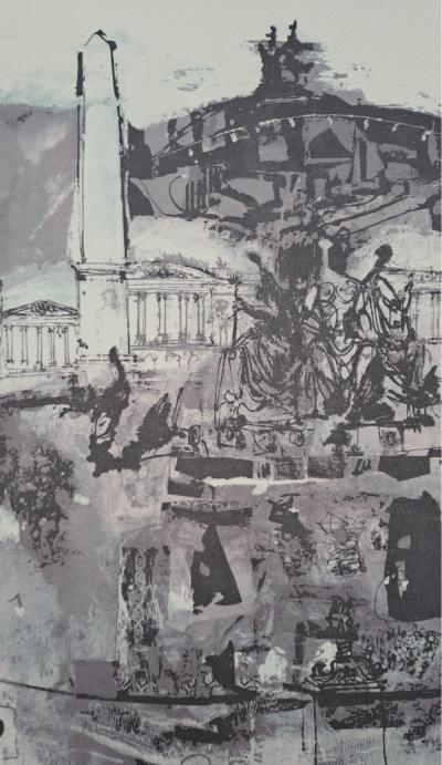 Jean-Paul Brusset - Place de la Concorde, the Church of the Madeleine and the Rue Royale - Original lithograph signed and numbered by the artist 2