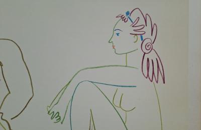 Pablo Picasso - La fille nue et le sage, 1954 - Lithographie 2