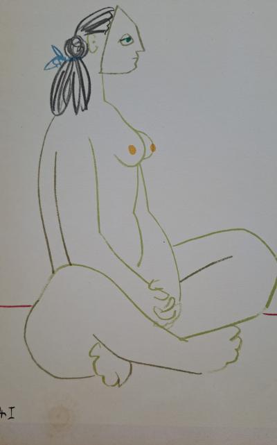 Pablo Picasso - Le peintre et son modèle masqués, 1954 - Lithographie 2