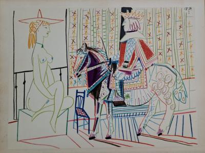 Pablo Picasso - Le roi et la femme nue au chapeau, 1954 - Lithographie