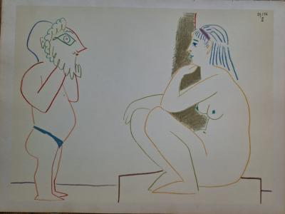 Pablo Picasso - La femme nue et l’homme masqué, 1954 - Lithographie 2