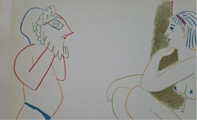 Pablo Picasso - La femme nue et l’homme masqué, 1954 - Lithographie 2