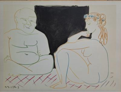 Pablo Picasso - La jeune fille endormi et le sage, 1954 - Lithographie 2